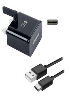 Buy 3-Pin Fast Charger With Usb Type-C Cable Black/Silver in Saudi Arabia