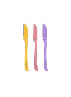 Buy 3-Piece Flamingos Ladies Razor For Facial And Body Hair Yellow/Pink/Purple in Egypt