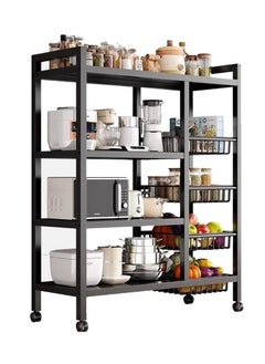 اشتري 4 Level Storage Rack Multi Purpose Versatile Heavy Duty Kitchen Storage Durable Rack Space-Saving Adjustable For Garage Home Closet Office Shelves Black （120*135*32cm） في الامارات