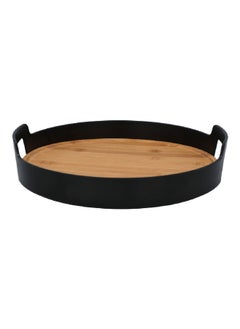 Buy Bamboo Board Round Serving Tray Black and Brown FF-HT35 in Saudi Arabia