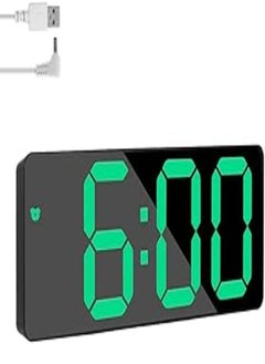 اشتري Digital Alarm Clock, LED Digital Bedside Clock Battery Powered with Snooze, Adjustable Brightness,USB Port Mirror Alarm Clock for Bedroom, Bedside, Office& Travel في مصر