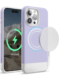 Buy Magnetic Glide for iPhone 15 PRO with Case Cover MagSafe Drop Protection - Purple Transparent in UAE