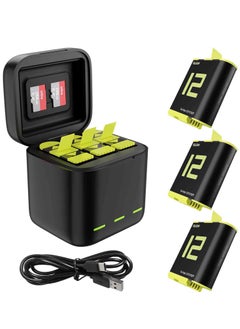 Buy Battery Charger Kit for Go Pro Hero 12 Hero 11 Hero 10 Hero 9 Black, Triple Charge Case w Type-C Charging Cord Fully Compatible with Go Pro 12 11 10 9 Camera Accessories(3-Pack) in Saudi Arabia