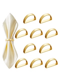 Buy Napkin Rings 10Pcs Gold Stainless Steel Napkin Ring Holders Modern Design Ring Holder Metal Semicircle Serviette Buckles Metallic Adornment for Table Settings Kitchen Dinner Party Wedding in UAE