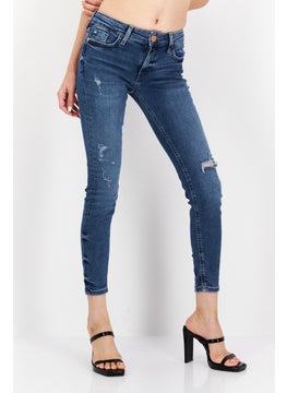 اشتري Women Skinny Fit Ripped Non-Stretchable Jeans, Blue في الامارات