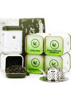 اشتري Sampler Kit Green For Those Who Does not Like Green Snail 10g Long Jing 6g Japan Sencha Premium 10g Gunpowder 10g Sheng Pu Erh 10g Dragon Pearl 5pc Tea Pot Infuser With Tray & Tins في الامارات