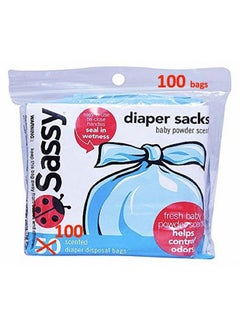 Buy Disposable Scented Diaper Sacks 100 Count 25 Sacks Per Roll Blue (40012) in UAE