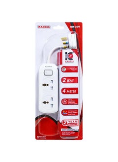 Buy Power Strips NK-200 Extension Cord with 2 way Outlets with switch, Charging Socket with 4 meter Heat resistant  Extension Cord (White) ESMA approved in UAE