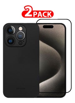 اشتري 2 Packs For iPhone 15 Pro Case and Screen Protector Air Skin Series Back Cover Sturdy Durable Thin Case Drop Protection Case Cover Black في الامارات