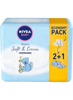 Buy Baby Soft And Cream Wipes Caring Cream Protection No Alcohol 3 X 63 Wipes in Saudi Arabia