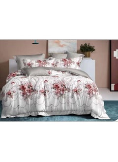 Buy Petals and Floral Designs Single-Size Duvet Cover Set, Multicolour -160x210cm, Fitted sheets size (120x200)+30cm Cotton+Polyester in UAE