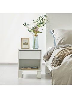 اشتري Kensley Night Stand Multifunctional Bedside Table Space Saving Nightstand Side Table Modern Design Furniture For Bedroom L 42x39x50 cm  White في الامارات