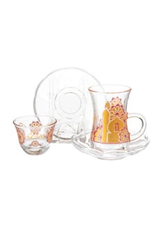 Buy Saudi tea and coffee set 18 pieces Turkish glass Ramadan inscription in Saudi Arabia