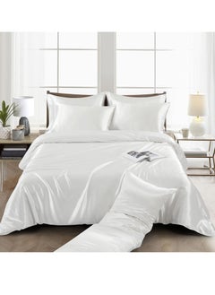 Buy 4 Pieces Single Size Satin Luxury Silky Bedding Duvet Cover Set Skin-friendly And Comfortable, Soft And Smooth For Bedroom And Living Room 160x210 cm in Saudi Arabia