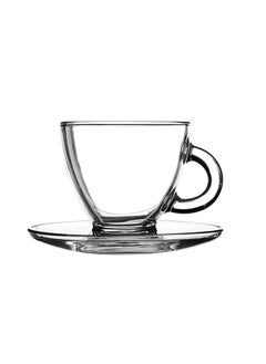 Buy Entertain Cappuccino Cup & Saucer, Clear - Set of 2 in UAE