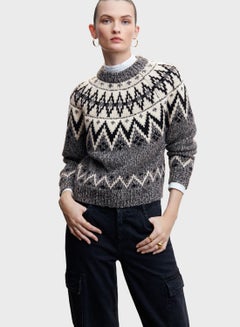 Buy Round Neck Printed Sweater in Saudi Arabia