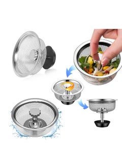 اشتري 4 Pcs Kitchen Sink Strainer with Handle and Plug Replacement Kitchen Sink Drain Replacement Stainless Steel Drainer for Bathroom Kitchen Drainer Strainer, ‎Silver في السعودية