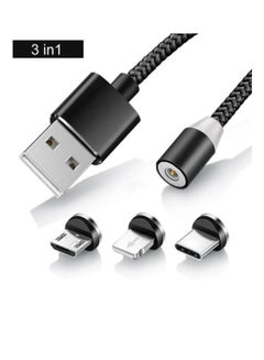 Buy Round data cable one for three for pec three-one charging cable charging cable charging cable black in Saudi Arabia