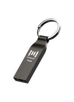 اشتري 128Gb Waterproof Usb 2.0 Flash Drive With Keychain Exfat Thumb Drive Metal Zip Drive 128 Gb Shockproof Jump Drive 128G Memory Stick For Storage And Backup Titan Gray في الامارات