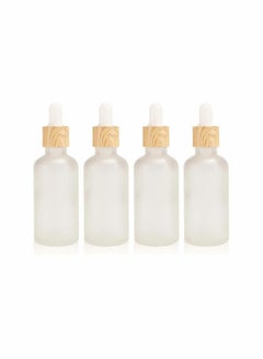 Buy Frosted Glass Dropper Bottles 4 Pcs Essential Oil Bottles With Eye Dropper Lids Perfume Sample Vials Essence Liquid Cosmetic Containers 50ml in UAE