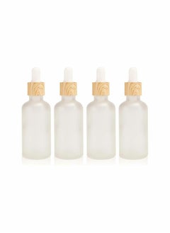 Buy Frosted Glass Dropper Bottles 4 Pcs Essential Oil Bottles With Eye Dropper Lids Perfume Sample Vials Essence Liquid Cosmetic Containers 50ml in UAE