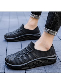 اشتري New Mens Sports Rain Shoes Low-Cut Fashion Warm Liner Solid Color WinterBlack [single shoes]] Black [single shoes]] في الامارات