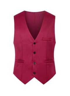 Buy Summer Slim Fit Mens Suit Vest Stylish WaistcoatBurgundy Burgundy in Saudi Arabia