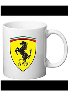 Buy Ceramic mug with “Ferrari logo” design printed in white in Saudi Arabia