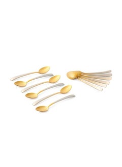 اشتري 12pcs Cutlery Set, 18/10 Stainless Steel, Flatware Set, 12pcs Tea Spoon, Gold Gradient, for Home Kitchen, Mirror Polished - Dishwasher Safe في الامارات