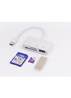 Buy Three-in-one multifunctional OTG card reader Type-C to TF/SD/USB for Huawei Android USB tablet White 2.0 [Micro trapezoid] delivery default white pearlescent bag in UAE