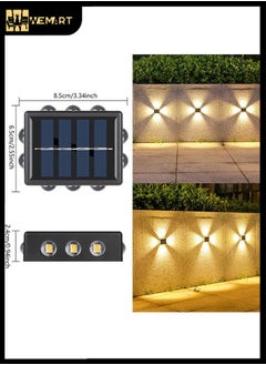 Buy WEMART 2-Piece Set Of LED Solar Outdoor Courtyard Wall Lights Black in Saudi Arabia