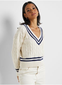 Buy V-Neck Knitted Sweater in UAE