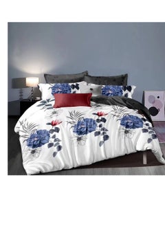 Buy Comforters 6pcs Vintage Quilted Bedding Set, Includes 1 fixed Quilt, 1 Fitted Sheet, And 4 Pillowcases,  Floral Design in UAE