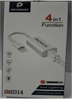 Buy Charger and Headphone Cable 4 in 1 Original For IPhone, White Color From Promas in Saudi Arabia