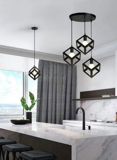 اشتري Modern Industrial Pendant Light 1-Head/3-Head Black Ceiling Lamp, Adjustable Height Hanging Chandelier Lighting Fixture for Kitchen Island,Living Room,Dining Room,Bedroom في الامارات