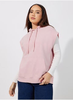 Buy Regular Fit Sleeveless Hoodie with Dropped Shoulder in Saudi Arabia