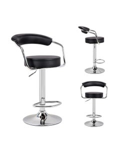 Buy Swivel Bar Stool PU Leather Upholstered Bar Stool Modern High Stool Height Adjustable with Backrest and Footrest Suitable for Home, Office, Bar, Kitchen, Shop, Work, Salon, Facial and Massage . in UAE