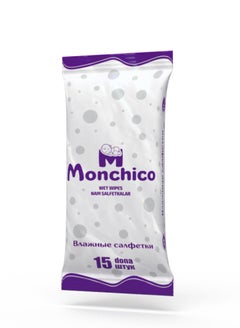 Buy Monchico Baby Wipes | 15 Water Wet Wipes |pH 5.5 |98% pure water | Alcohol & Paraben-Free | Dermatologically Approved… in UAE