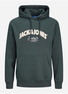 Buy Logo Print Hoodie with Front Pocket in Saudi Arabia