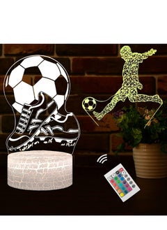 اشتري Soccer Night Light,3D Football Illusion Lamps for Boys,2 in 1 with Remote and Smart Touch 7 Colors+16 Colors Changing Acrylic Light,Best Holiday Gift for Boy Girl Kid في الامارات