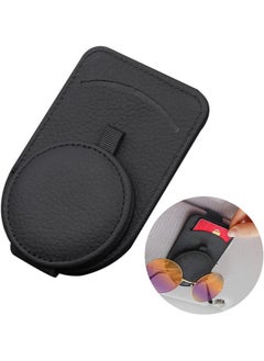 Buy Sunglasses Holder Clip for Car Visor, Universal Auto Eyeglass Mount with Card Clip Magnet Adsorbed Sunglasses Holder for Car Accessories Parts Black in UAE