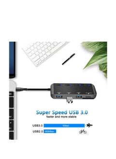 Buy USB Hub with SD Card Reader USB 3.0 Hub with 3 USB Ports and 2 Card Slots SD/Micro SD Card Reader in Saudi Arabia