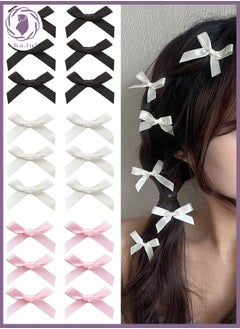 Buy 18-Piece Mini Bow Hair Clips, Sweet Non-Slip Bow Hair Accessories for Women and Girls (White+Black+Pink) in Saudi Arabia