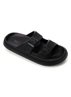 اشتري Adjustable Double Buckled Cloud Slippers - Black في مصر