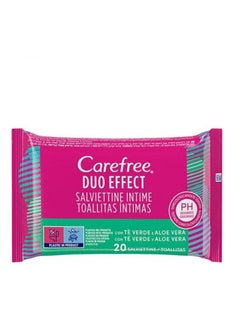 Buy Carefree Intimate Wipes Green Tea And Aloe Vera 20pcs in Saudi Arabia