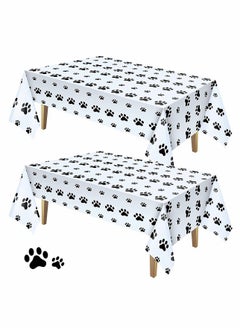 اشتري 2 Pieces Puppy Paw Print Plastic Tablecloth, Disposable Table Cover Cute Puppy Themed Birthday for Dog Party Decorations Supplies في الامارات