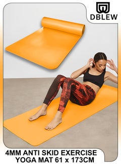 اشتري 4mm Thick Yoga Mat Knees Supportive Anti Slip Fitness Home Exercise Eco Friendly Ideal For All Types Of Pilates Floor Workouts Gym Stretching 61x173cm في الامارات