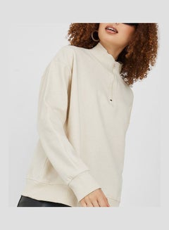 Buy Regular Length High Neck Half Zip Oversized Sweatshirt in Saudi Arabia