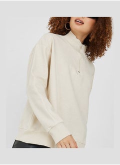 Buy Regular Length High Neck Half Zip Oversized Sweatshirt in Saudi Arabia