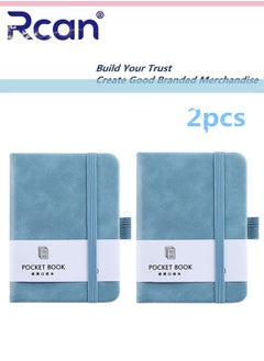 Buy 2 Pcs A6 Notebooks Pu Leather Hard Cover Elastic Band Mini Portable Thickened Notepad Memo Travel Diary Pocket Horizontal Line Small Book Suitable for Business Office School Students Family Writing in Saudi Arabia